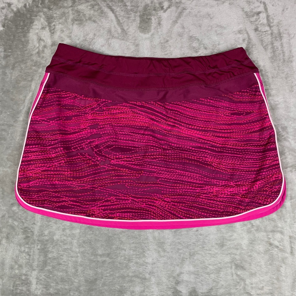 Athleta Ramp It Up Skort Women 12 Pink Print Zip Pocket Athletic Tennis Golf Run